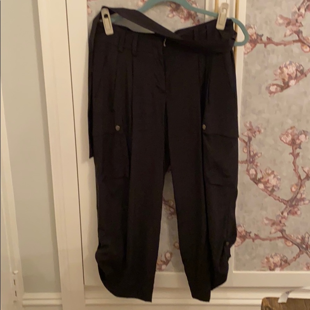 Black silk DKNY cargo pants